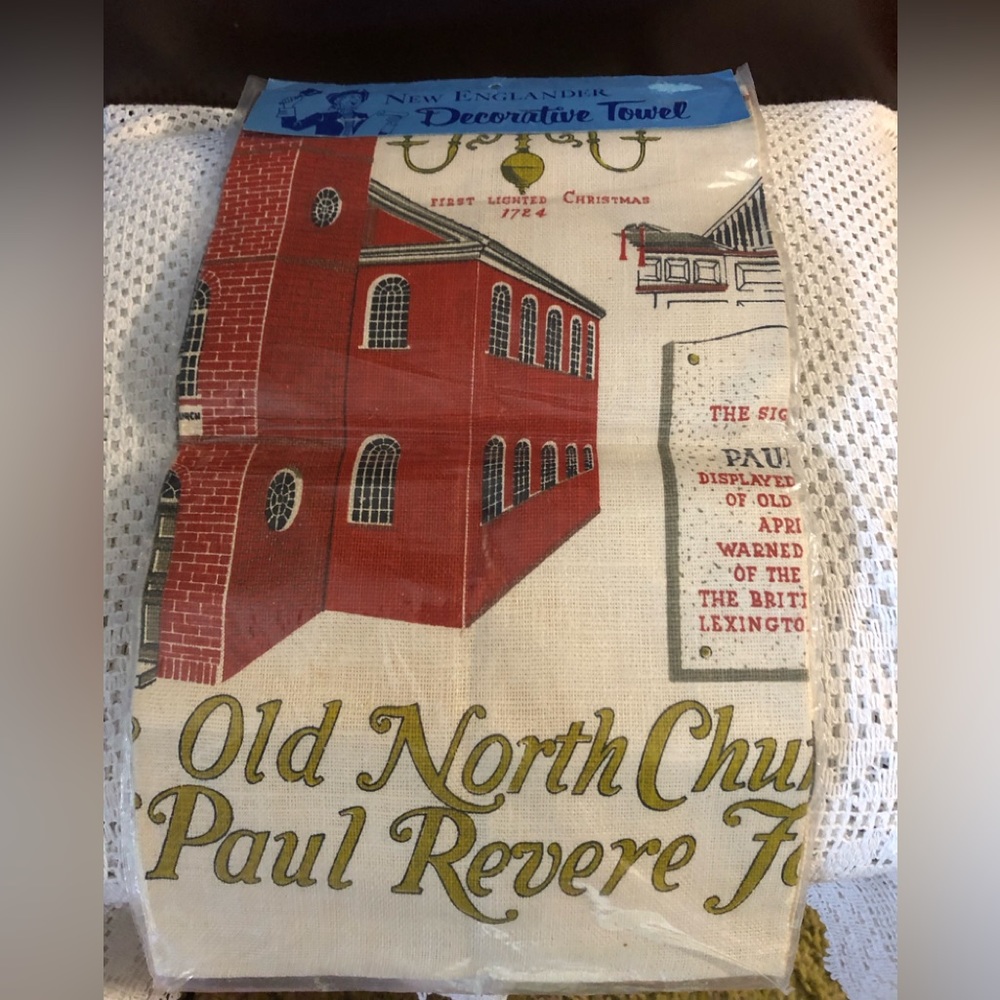 Vintage Linen Kitchen Tea Towel Paul Revere Old North Church Stevens Webster